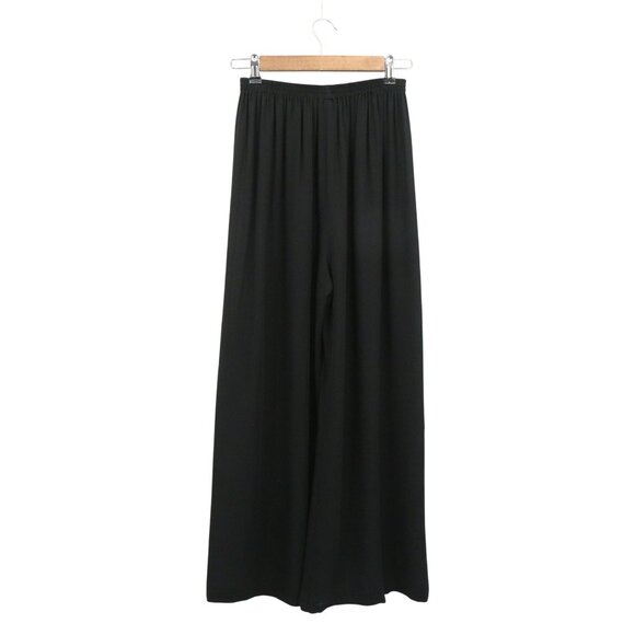 Harari Silk Solid Black Pull On Wide Leg Pants S - Picture 4 of 5